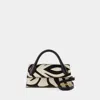 Jacquemus Black And White Zebra Le Chiquito Long Small Leather Top-handle Bag In Black
