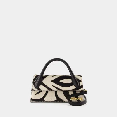 JACQUEMUS LE CHIQUITO LONG CROSSBODY - JACQUEMUS - LEATHER - BLACK/WHITE