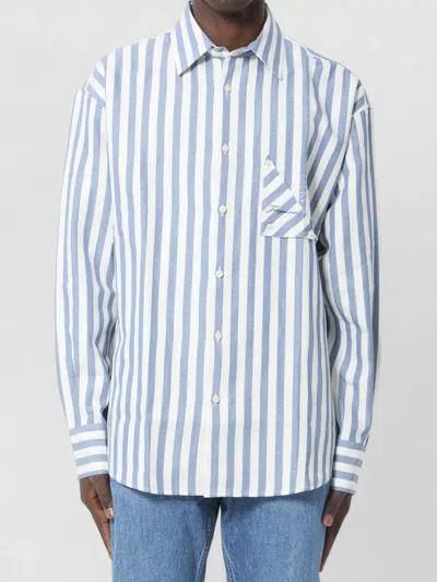 Jacquemus Sailboat Stripe Shirt Cotton Linen Blend In Blue