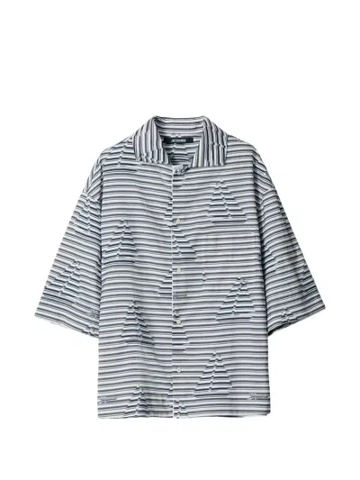 Jacquemus Sail-print Striped Shirt In Blue
