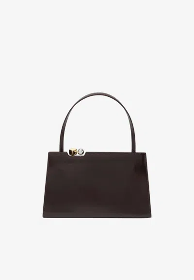 Jacquemus Salon Charm Shoulder Bag In Calf Leather In Brown