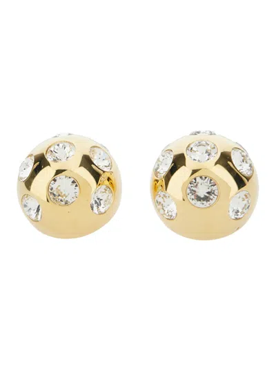 Jacquemus Salon Gold-colored Earrings With Snap Closure And Cristal Decorations In Copper Woman