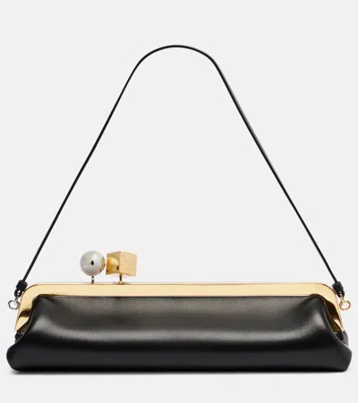 Jacquemus Salon Leather Clutch In Black