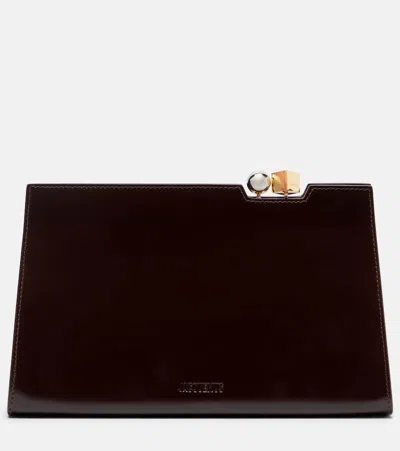 Jacquemus Salon Leather Shoulder Bag In Burgundy
