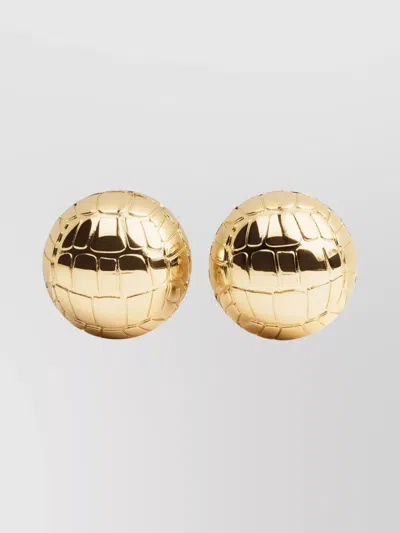 JACQUEMUS SALON LOOP CROCODILE GOLD ROUND EARRINGS
