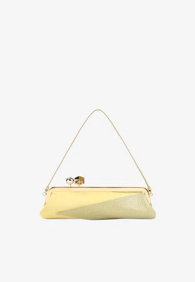 Jacquemus Salon Mais Suede And Patent-leather Clutch In Yellow