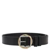 Jacquemus Leather Square Buckle Belt With Interlocking Detail In Black