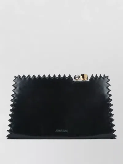 Jacquemus Salon Structured Clutch Bag Zigzag Edges In Black