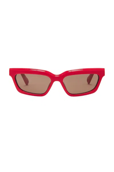 Jacquemus Salon Sunglasses In Red  Silver  & Grey