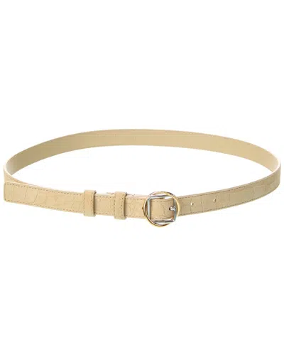Jacquemus Salon Thin Croc-embossed Suede Belt In Beige
