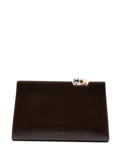 Jacquemus Structured Leather Clutch Bag In Pink