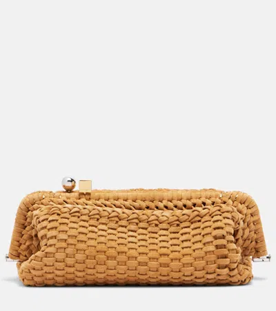 Jacquemus Salon Woven Suede Clutch In Pattern