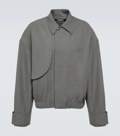 Jacquemus Salti Virgin Wool Bomber Jacket In Grey