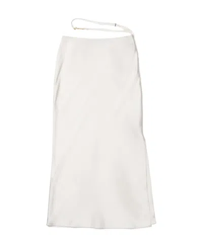 Jacquemus La Jupe Notte Stretch Satin Midi Skirt In White