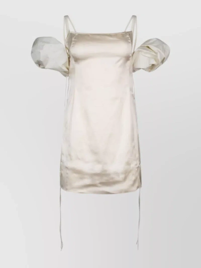 JACQUEMUS SATIN PUFF SLEEVE DRESS