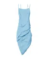 Jacquemus Saudade Asymmetric Draped Mini-dress In Blue