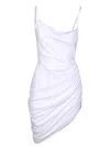 Jacquemus Saudade Asymmetric Draped Mini Dress In White