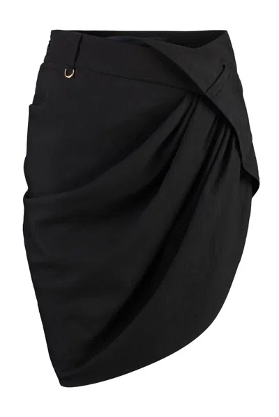 Jacquemus Saudade Asymmetric Mini Skirt In Black