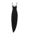 Jacquemus Saudade Asymmetric Ruched Dress In Black