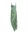 Jacquemus Saudade Asymmetric Ruched Dress In Green