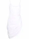 Jacquemus Saudade Asymmetric Draped Mini Dress In White
