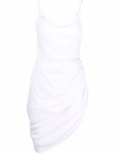 Jacquemus Saudade Draped Dress In White