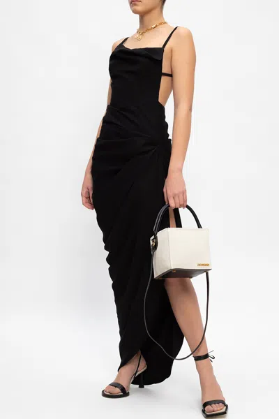 Jacquemus Saudade Asymmetric Maxi Dress In Black