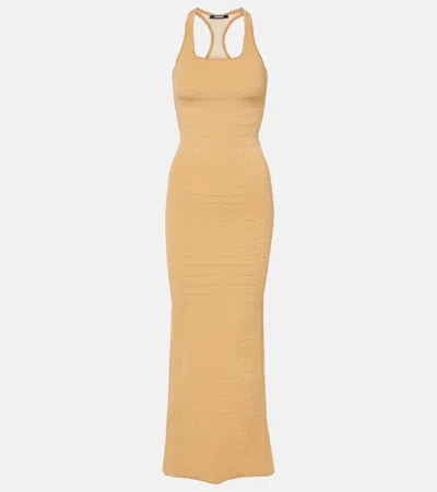 Jacquemus Scala Croc-effect Maxi Dress In Beige