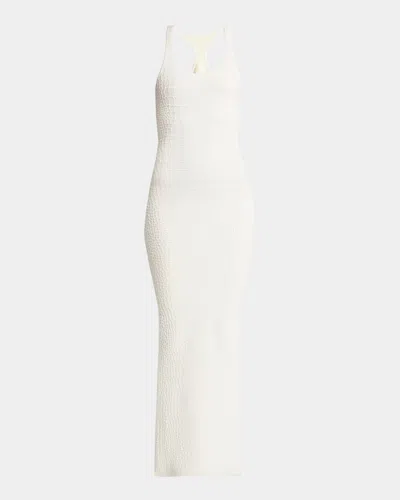 Jacquemus Scala Croc-knit Sleeveless Maxi Dress In Off-white