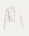 Jacquemus Womens Off-white The Scala Croc-embossed Woven-stretch Cardigan In Off-white