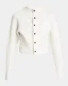 Jacquemus Womens Off-white The Scala Croc-embossed Woven-stretch Cardigan In Off-white