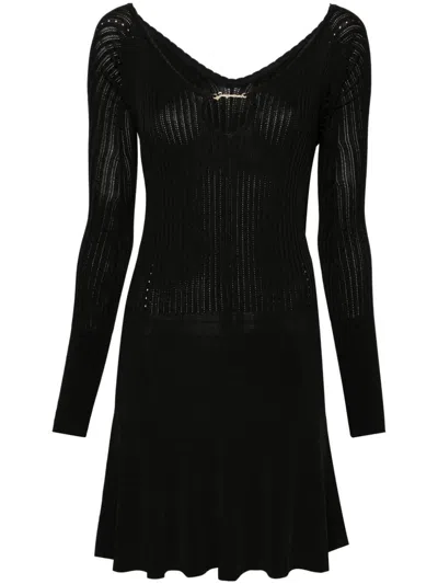 Jacquemus Scalloped Mini Dress For Women | Long Sleeve Viscose Dress For Ss24 In Black