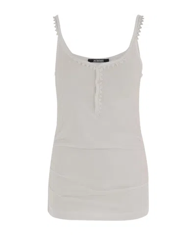 Jacquemus Scallop Sleeveless Top In White