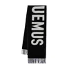 Jacquemus Black Bold White Lettering Twisted Fringe Scarf In Purple