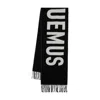 Jacquemus Black Bold White Lettering Twisted Fringe Scarf In Black