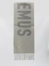 Jacquemus Wool Scarf With Fringed Ends And Large Lettering In Gray