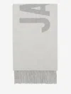 Jacquemus Fringed Wool-jacquard Scarf In Gray