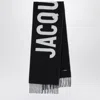 Jacquemus Navy Blue Wool Scarf With Logo In Blue