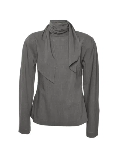 Pre-owned Jacquemus Scarf-collar Backless Blouse In Gray