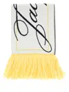 Jacquemus Logo Print Fringe Wool Scarf In Neutral