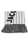 Jacquemus The Liga Striped Knit Fringed Scarf In Gray