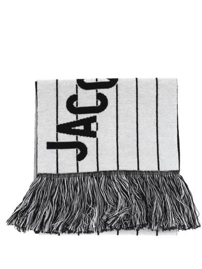 Jacquemus The Liga Striped Knit Fringed Scarf In White
