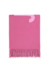 Jacquemus Women Fringes Wool Scarf In Pink