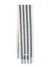 Jacquemus Brushed Fringed Knitted Scarf With Striped Pattern In White