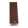 Jacquemus Brown Scarf With Fringes And Logo  In Brown
