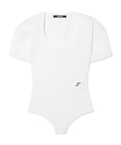 Jacquemus Scoop Neck Slim Fit Bodysuit In White