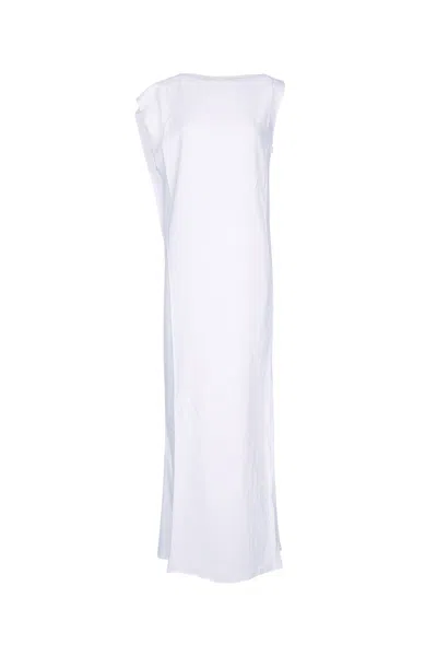 Jacquemus Sculpted Draped Long Dress In White