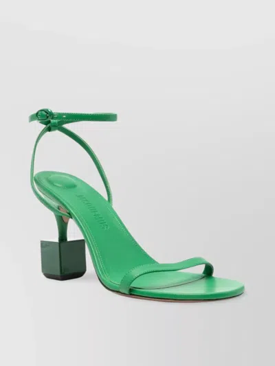 JACQUEMUS SCULPTED HEEL LEATHER SANDALS