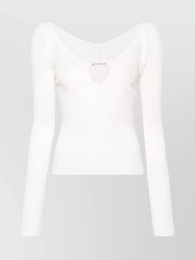JACQUEMUS SCULPTED RIBBED SLEEVED TOP