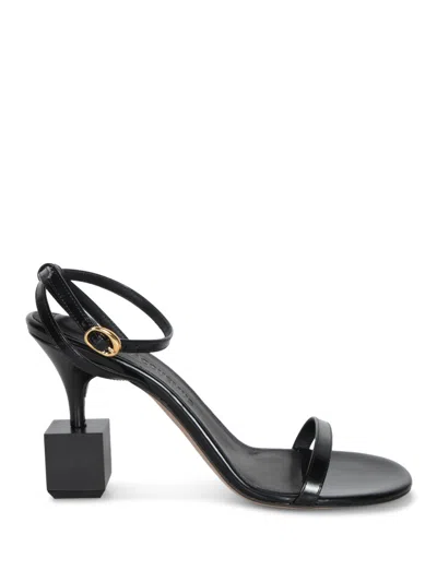 Jacquemus Sculptural Heel Sandals With Elegant Ankle Strap In Black